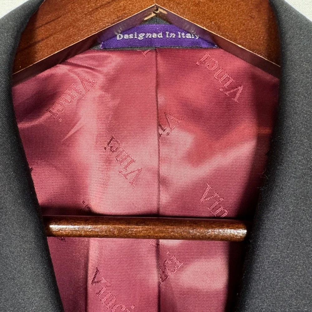 Vinci Mens Burgundy Polka Dot Blazer‎ Jacket Designed in Italy Size 38S